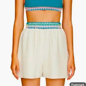 Kiini high waisted white shorts with crochet waistband Size (S)